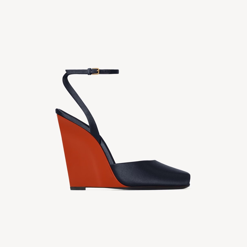 Yves Saint Laurent Black and Red Wedge Heels - Picture 2 of 10